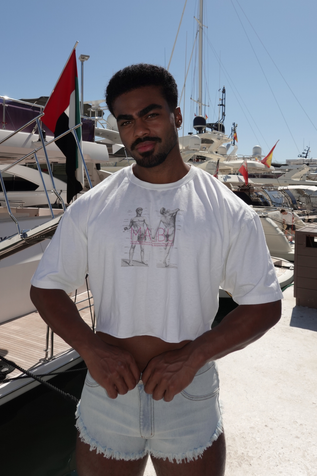 Vintage-Washed Drop-Shoulder Crop Tee - Anatomy