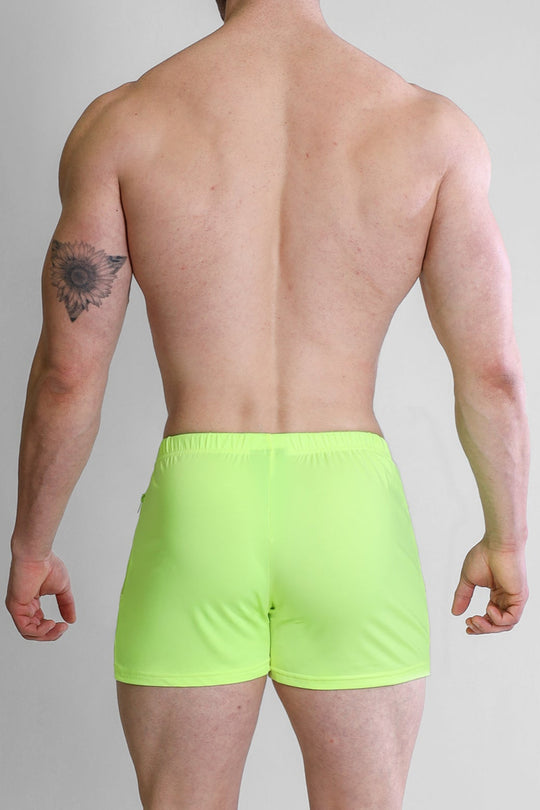 Karma 2" Short Shorts with Zipper Pockets - Neon Yellow