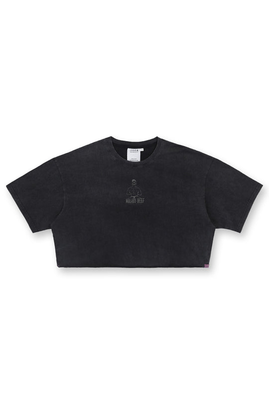 Vintage-Washed Drop-Shoulder Crop Tee - Beefcake