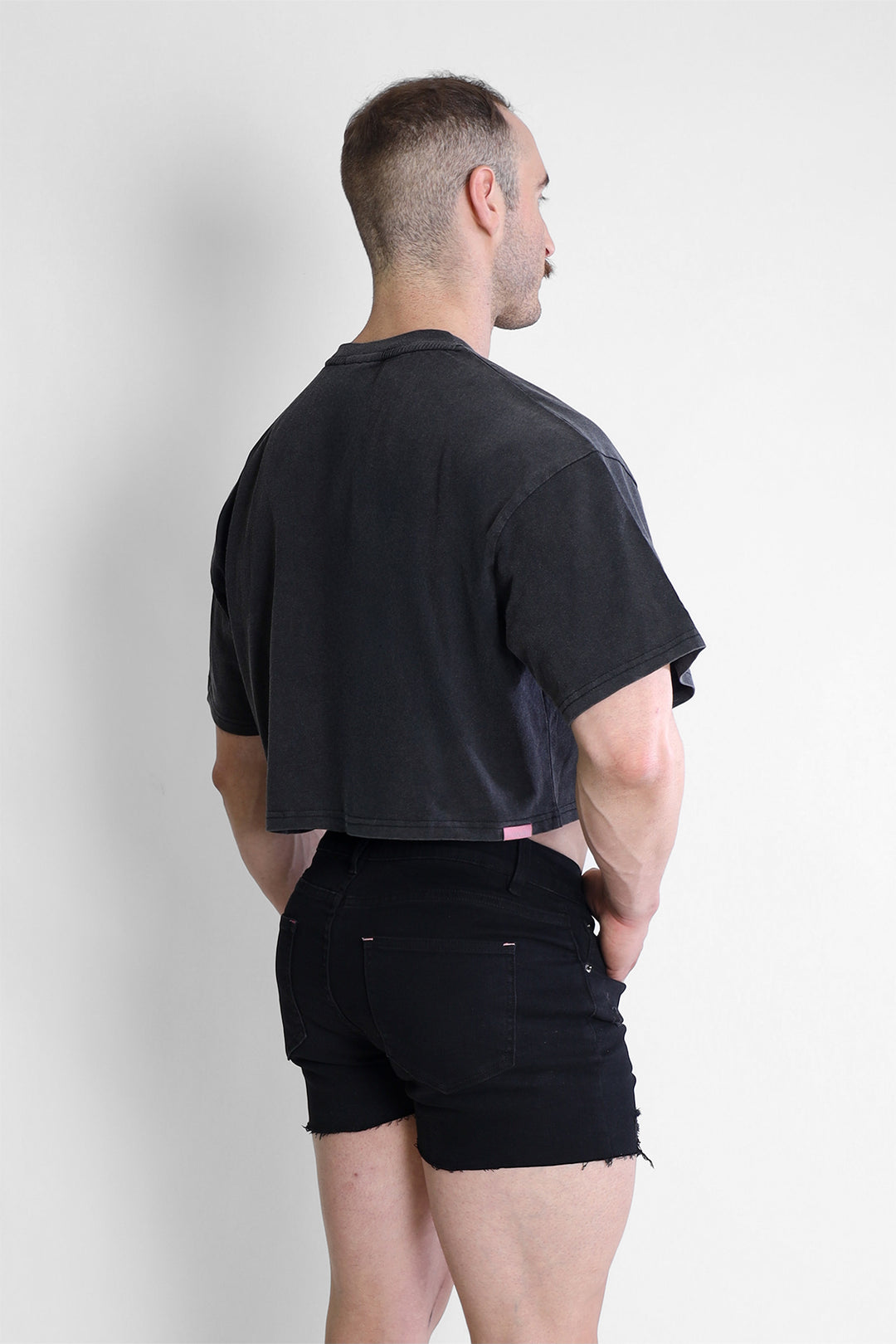 Vintage-Washed Drop-Shoulder Crop Tee - Malibu V