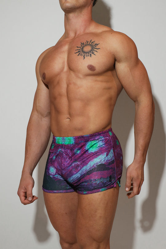 2" Side Split Booty Shorts - Starry Night