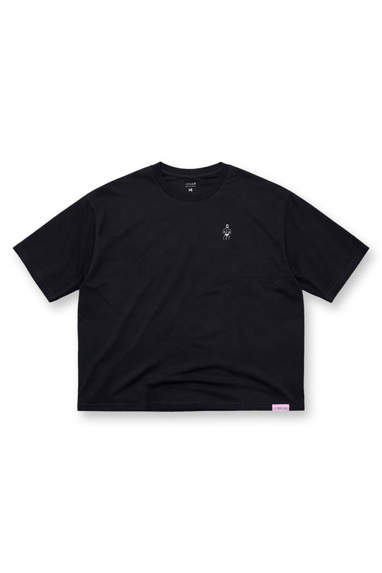 Oversized Relaxed Crop Top - Midnight Black