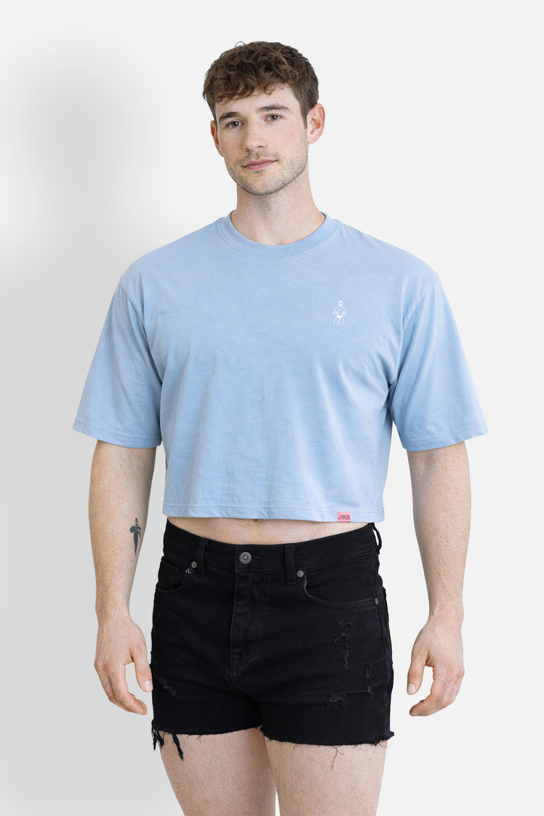 Oversized Relaxed Crop Top - Baby Blue