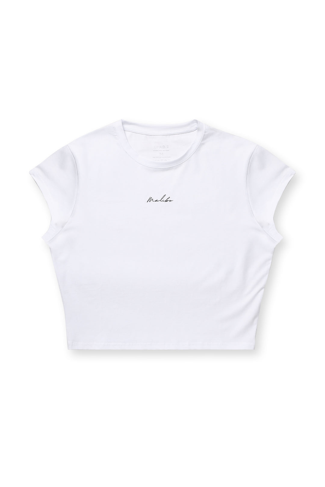 Muscle-Fit Crop Half-Sleeve Tee - White