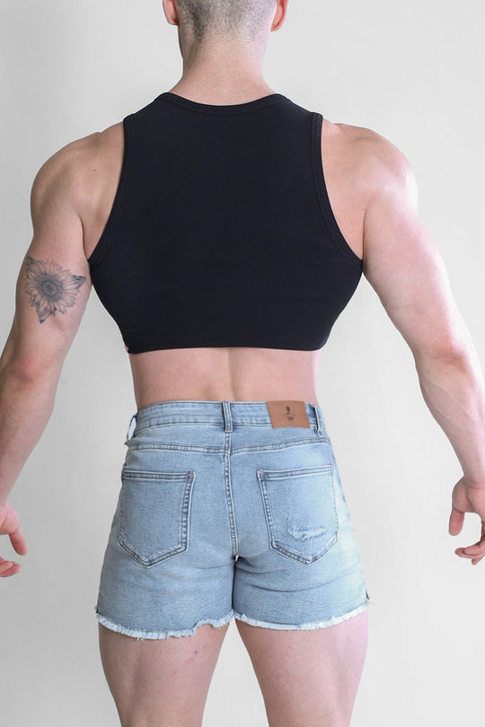 Wrapped Up Ribbed Crop Tank - Black