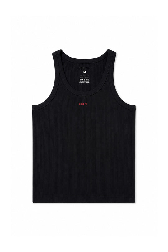 Slim Rib Knit Tank Top - Black