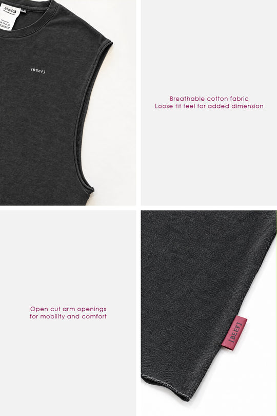 Pump-It Cropped Muscle Tank - Black