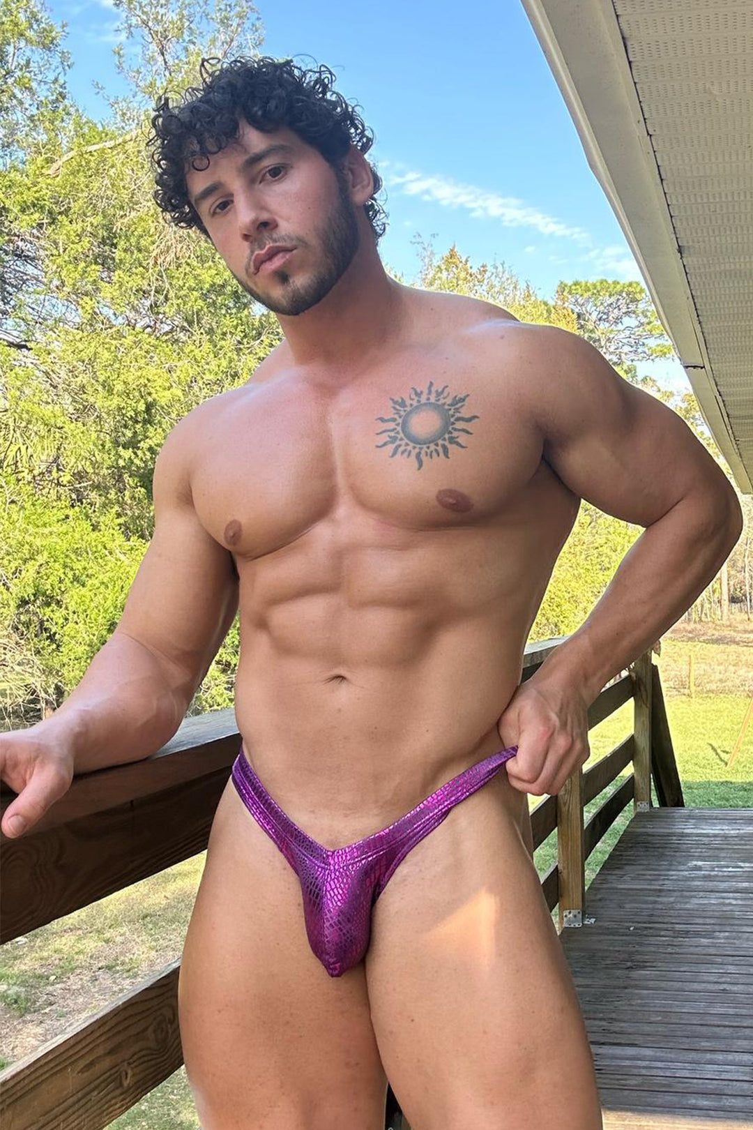 Metallica Brief with Bulge Pouch - Hot Pink Croc