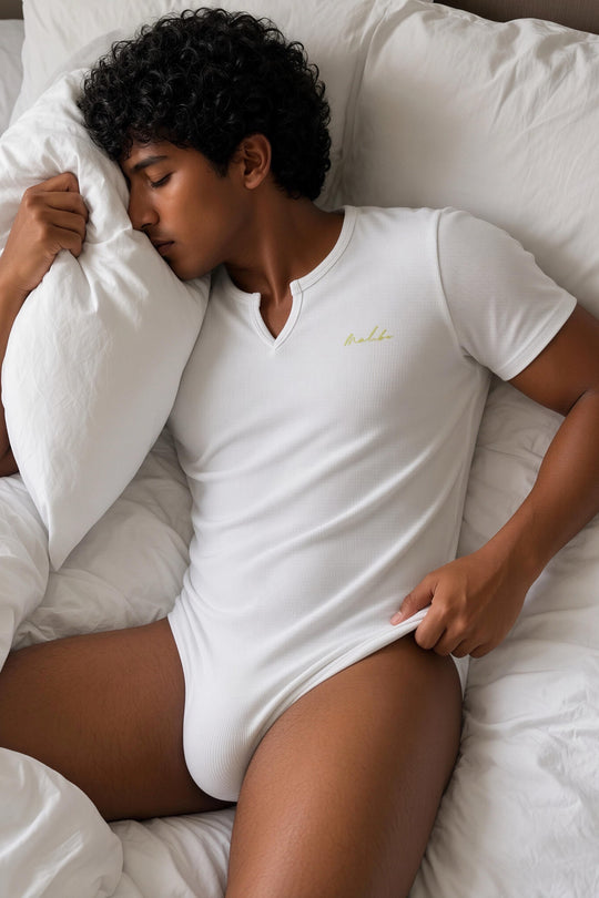 Striker V-Neck Short Sleeve Bodysuit - Cream White